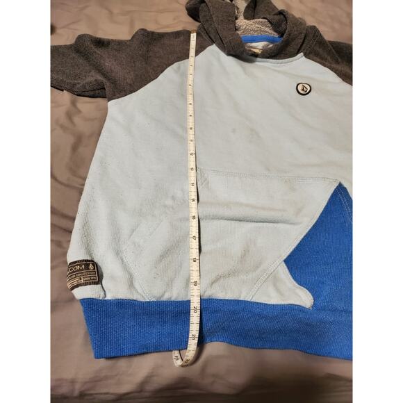 Volcom Men’s Hoodie Sweatshirt Colorblock Gray Blue Size M Casual Pullover - Picture 8 of 15